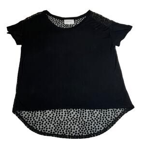 Jaye.e Crewneck Mixed Media High Low Top Size L Minimalist Casual Polka Dot